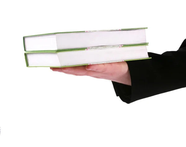 Bücherstapel in der Hand — Stockfoto