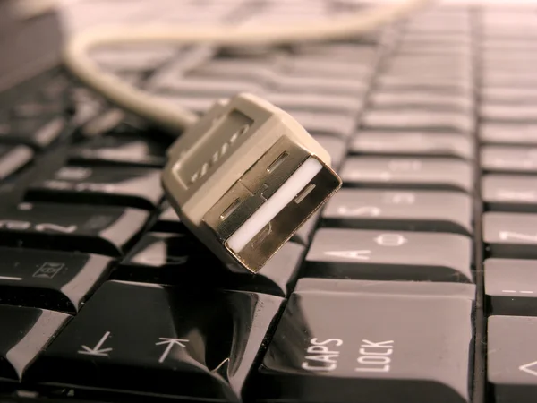Keyboard and usb cable — Stock Photo, Image