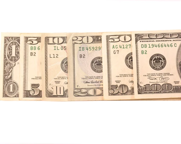 100, 50, 20, 10, 5 και 1 δολάριο σημειώσεις — Φωτογραφία Αρχείου