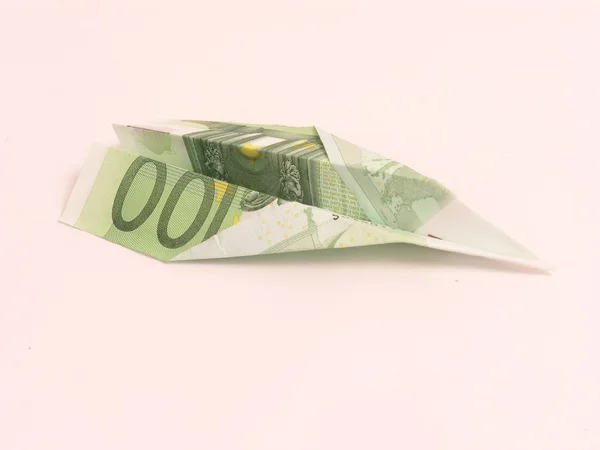Kağıt 100 euroya uçak — Stok fotoğraf