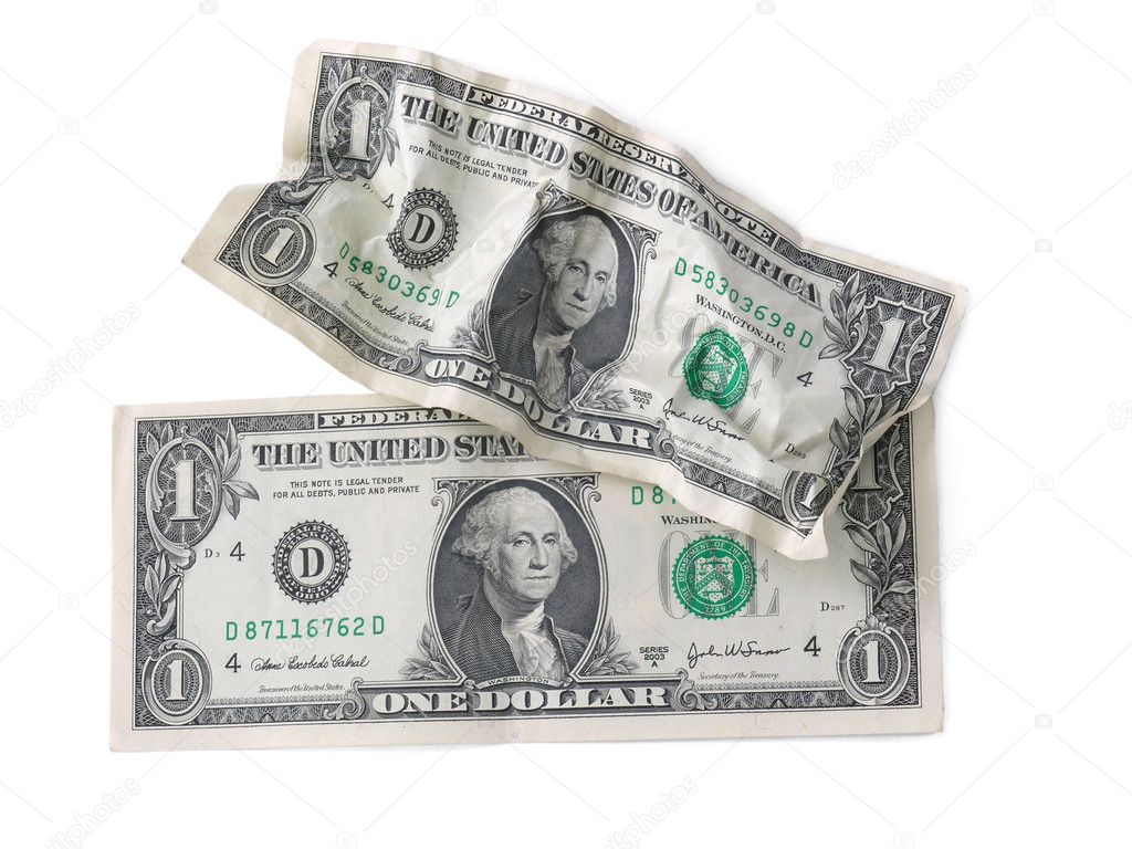 One dollar bill at an angle