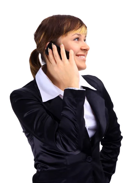 ビジネスの女性の笑顔、携帯電話の — ストック写真