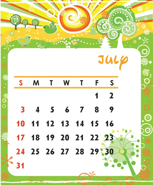 July — Stock Vector