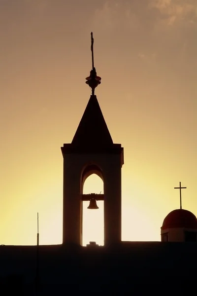 Zachód słońca nad starym kościele akko — Zdjęcie stockowe