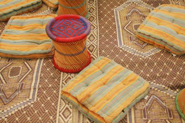 Utensils in bedouin a tent clipart