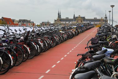 The bike parking in Amsterdam clipart