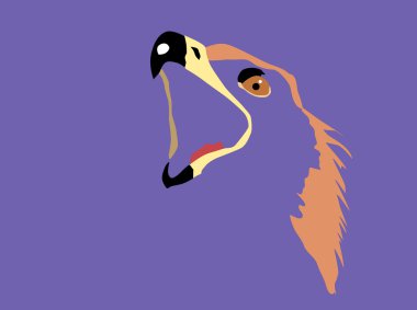 Vector silhouette of the head of the golden eagle on blue background clipart