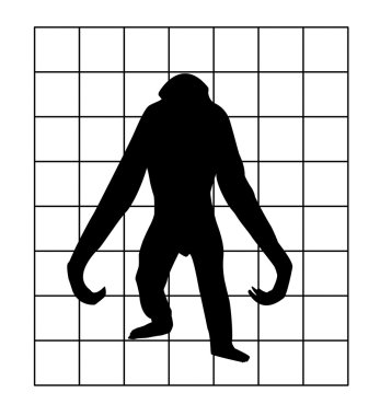 Vector silhouette of the gorilla in hutch on white background clipart