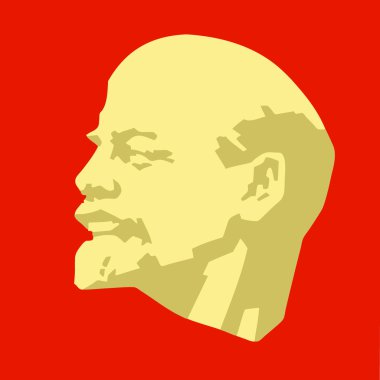 Silhouette of the lenin on red background clipart