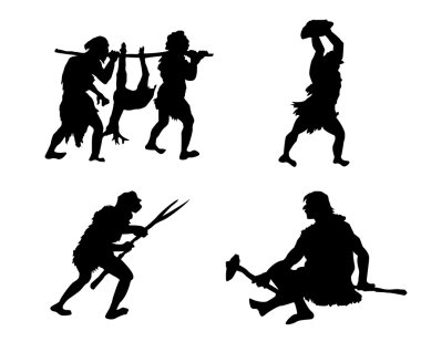 Silhouette of the ancient on white background clipart