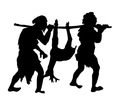 Silhouette of the ancient on white background clipart