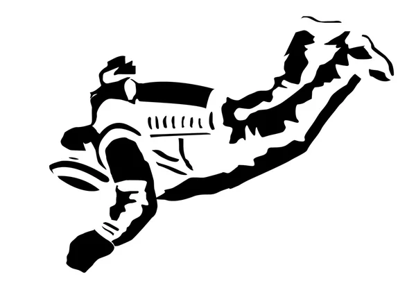 黒の背景のベクトル シルエットの宇宙飛行士 — ストックベクタ