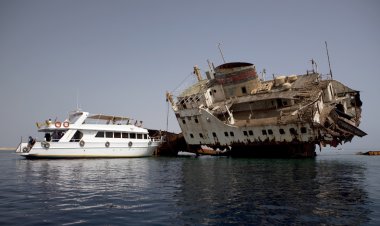 Sunken Russian ship. clipart