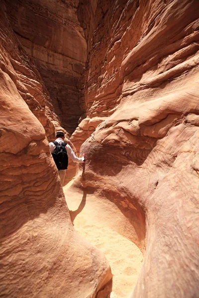 Tourist in the Colored Canyon. — Stock Photo, Image