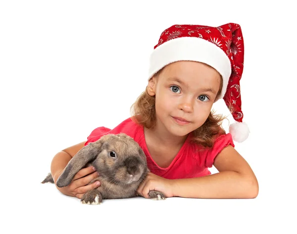 Chapeau enfant au Nouvel An avec un lapin . — Photo
