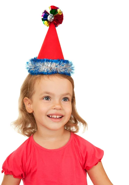 Bambino gioioso nel berretto di Capodanno . — Foto Stock