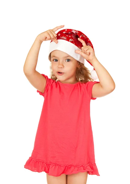 Neşeli çocuk yeni yıl şapkası. — Stok fotoğraf