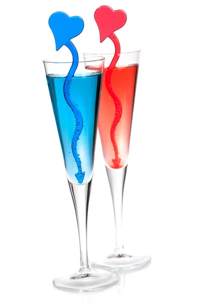 Dois coquetéis de álcool champanhe com hea — Fotografia de Stock
