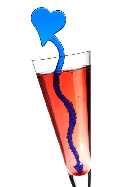 Red champagne alcohol cocktail with blue — Stock Photo, Image