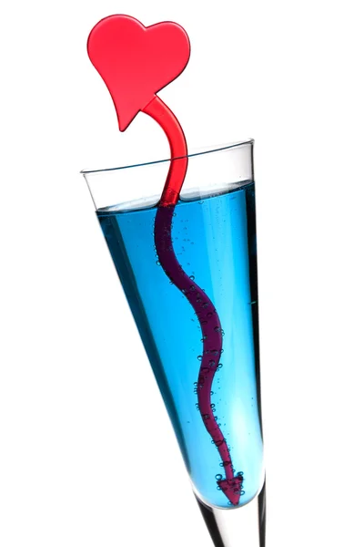 Blue champagne alcohol cocktail with red — Stock Photo, Image