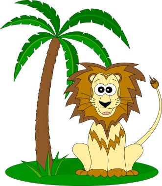 Lion and the palm clipart