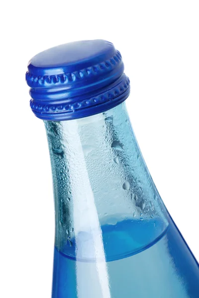 Скляна пляшка содової води, крупним планом — стокове фото