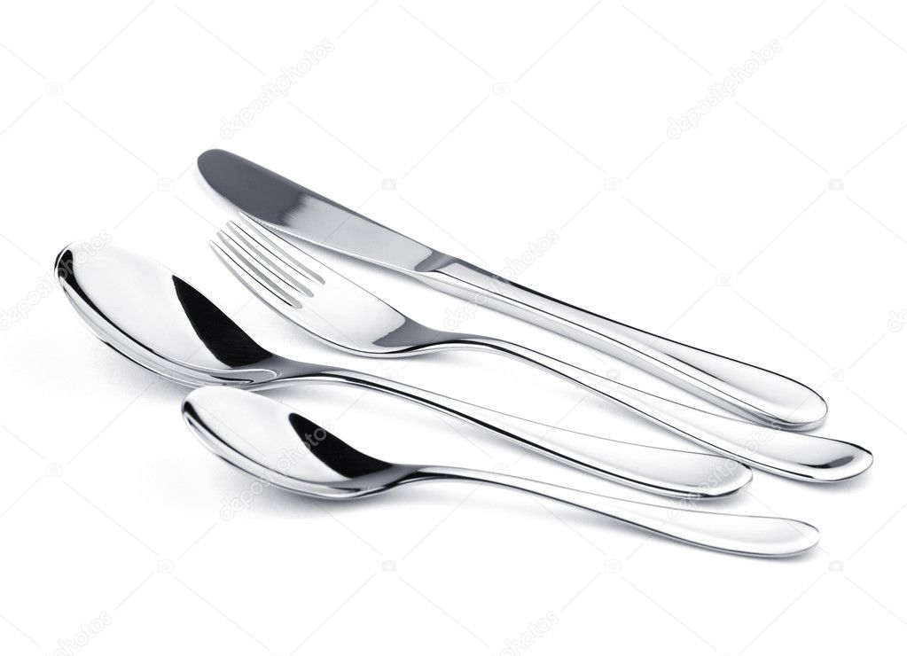 Fork, knife, and two spoons