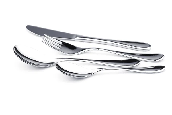 Vidlička, nůž a dvě lžíce — Stock fotografie
