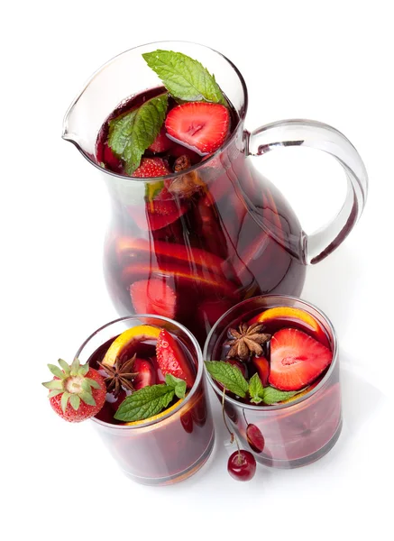 Refreshing fruit sangria (punch) — Stock Photo, Image