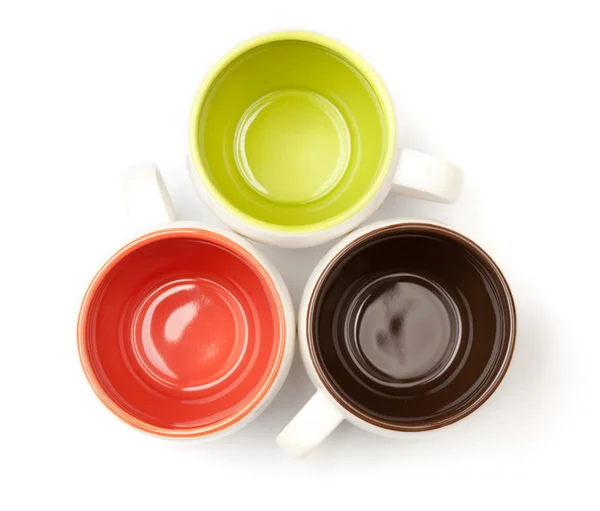 Три чашки кофе цвета — стоковое фото