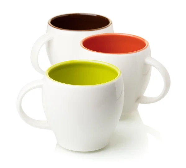3 つの色のコーヒー カップ — ストック写真