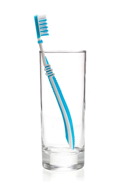 Escova de dentes azul em vidro — Fotografia de Stock