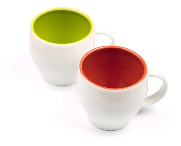 Due tazze di caffè a colori vuoti — Foto Stock