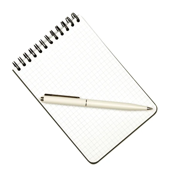 Stift auf Notizblock — Stockfoto