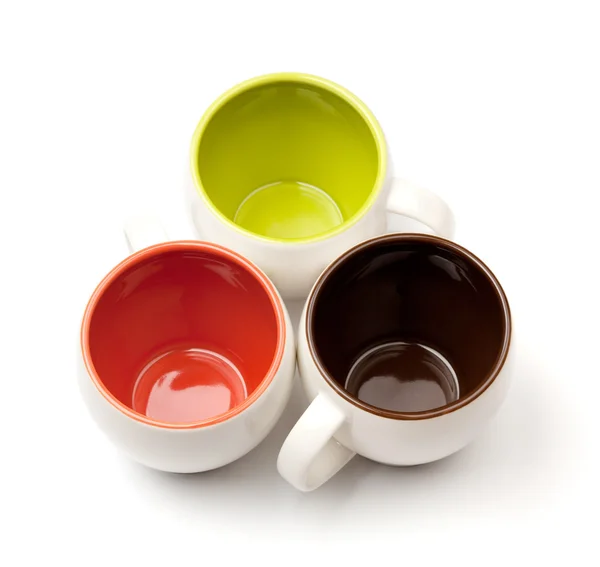 3 つの色のコーヒー カップ — ストック写真