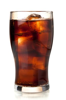 Glass of cola with ice clipart