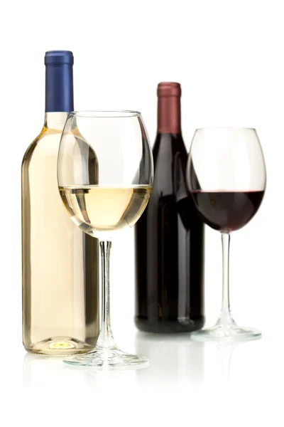 Fehér és vörös bor — Stock Fotó