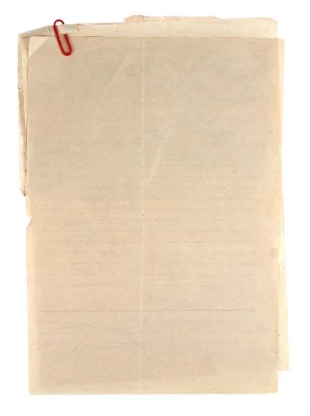 Stare strony notatnik z klipsem — Zdjęcie stockowe