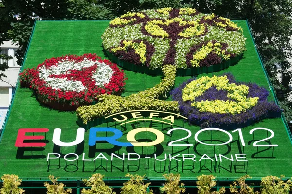 Logo do campeonato de futebol Euro-2012. Lviv, Ucrânia — Fotografia de Stock