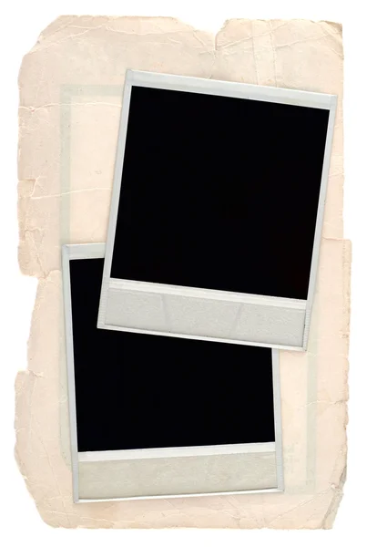 Molduras de fotos em branco no fundo de papelão velho — Fotografia de Stock