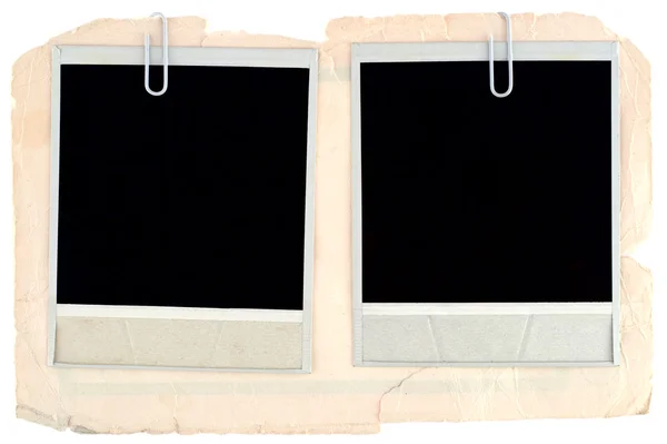 Blank photo frames on old cardboard background — Stock Photo, Image
