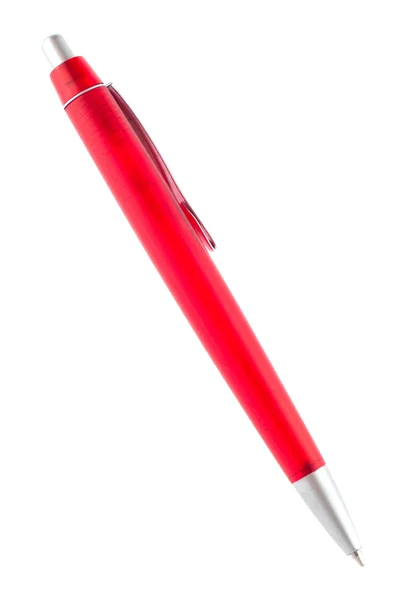 Caneta vermelha isolada sobre fundo branco — Fotografia de Stock