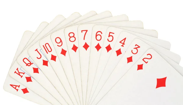 Hrací karty izolované na bílém pozadí — Stock fotografie