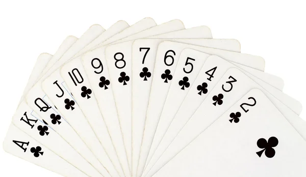 Hrací karty izolované na bílém pozadí — Stock fotografie