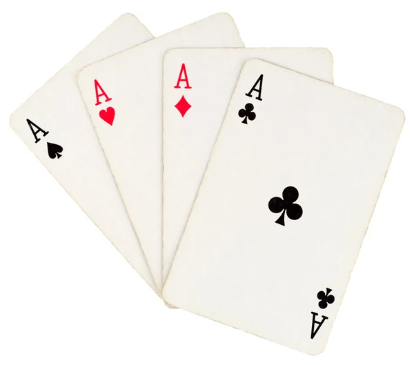 Four aces isolated on white background — Stock Photo, Image