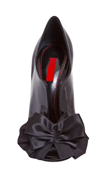 Fekete női magas sarkú fényes cipő — Stock Fotó