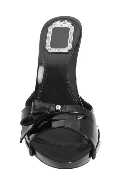 Fekete női magas sarkú fényes cipő — Stock Fotó