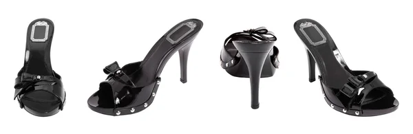 Nero scarpe donna tacco alto lucido — Foto Stock