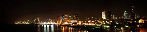 Tel aviv natt panoramautsikt Royaltyfria Stockfoton