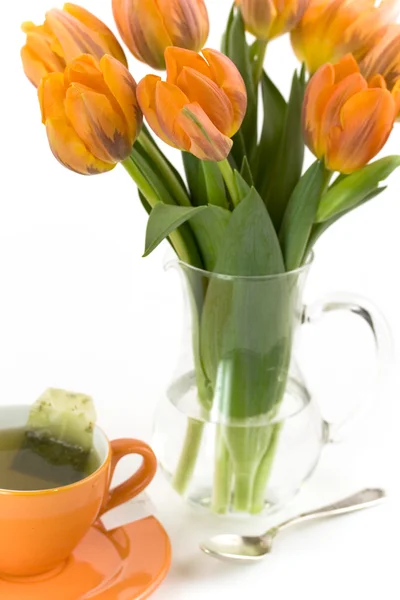 Chá e flores — Fotografia de Stock